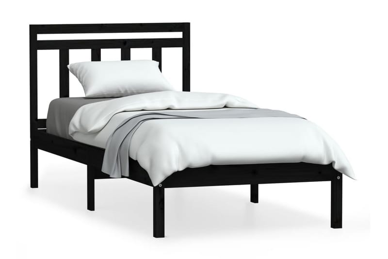 Sängram svart massivt furu 100x200 cm - Svart - Möbler - Sovrum - Sängram & sängstomme