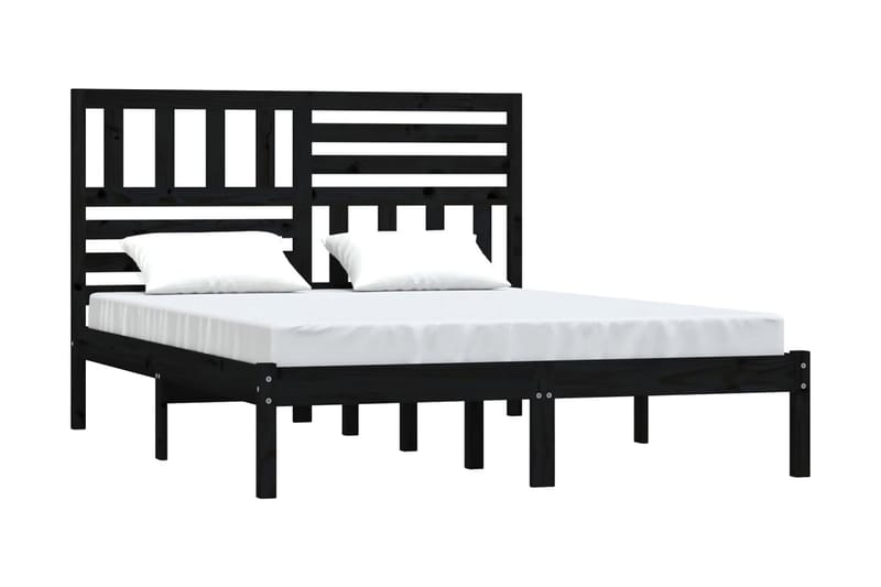 Sängram svart massivt furu 140x190 cm - Svart - Möbler - Sovrum - Sängram & sängstomme