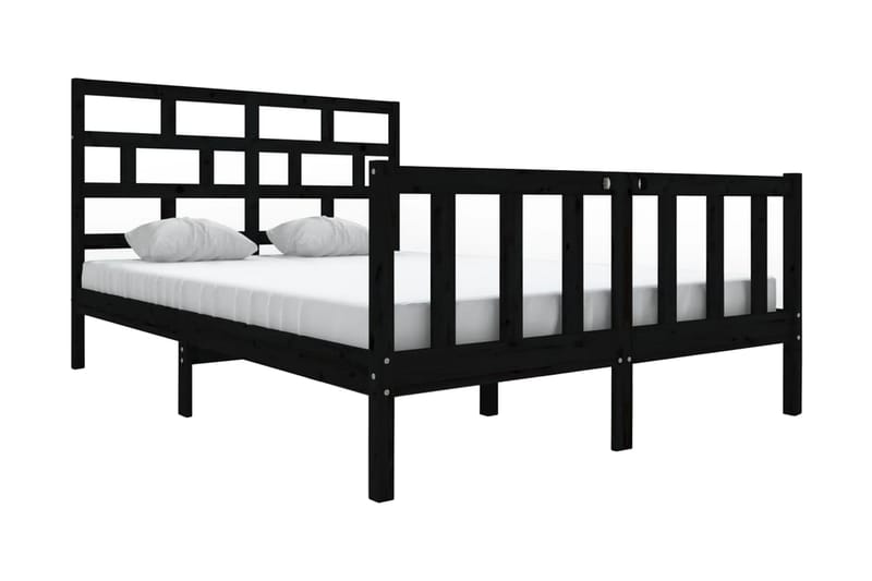 Sängram svart massivt furu 150x200 cm 5FT - Svart - Sängram & sängstomme