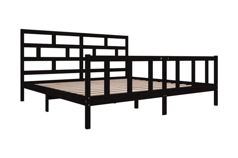 Sängram svart massivt furu 200x200 cm - Svart - Möbler - Sovrum - Sängram & sängstomme
