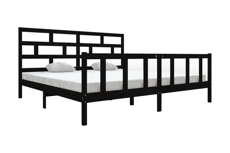 Sängram svart massivt furu 200x200 cm - Svart - Möbler - Sovrum - Sängram & sängstomme