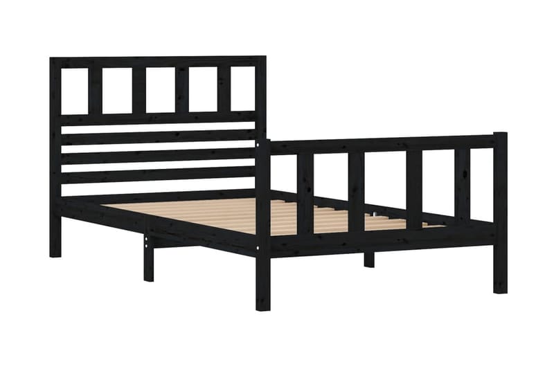 Sängram svart massivt trä 100x200 cm - Svart - Möbler - Sovrum - Sängram & sängstomme