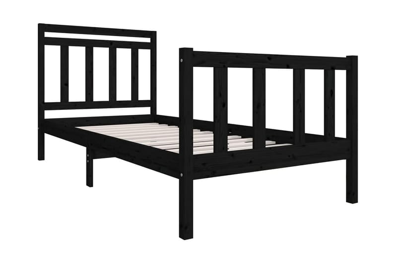 Sängram svart massivt trä 100x200 cm - Svart - Möbler - Sovrum - Sängram & sängstomme