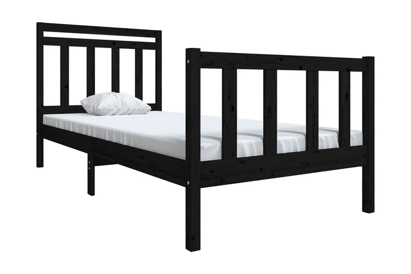 Sängram svart massivt trä 100x200 cm - Svart - Möbler - Sovrum - Sängram & sängstomme