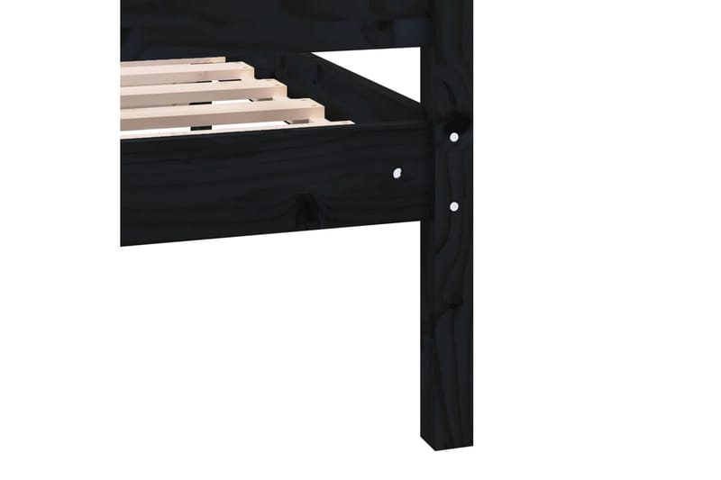 Sängram svart massivt tr�ä 140x190 cm - Svart - Möbler - Sovrum - Sängram & sängstomme