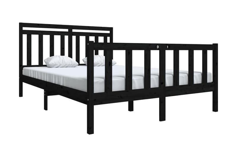 Sängram svart massivt trä 140x190 cm - Svart - Möbler - Sovrum - Sängram & sängstomme