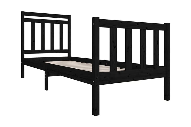Sängram svart massivt trä 75x190 cm 2FT6 liten enkelsäng - Svart - Möbler - Sovrum - Sängram & sängstomme
