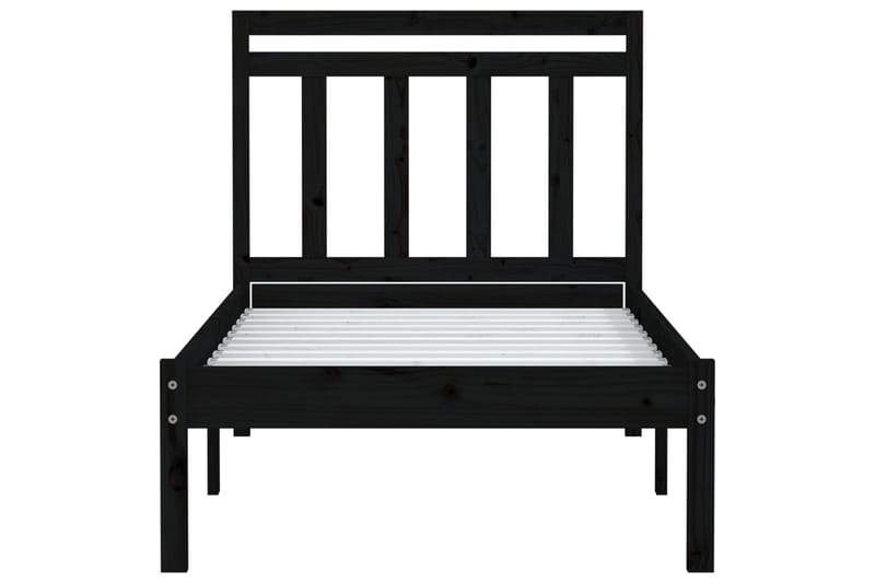 Sängram svart massivt trä 75x190 cm liten enkelsäng - Svart - Möbler - Sovrum - Sängram & sängstomme