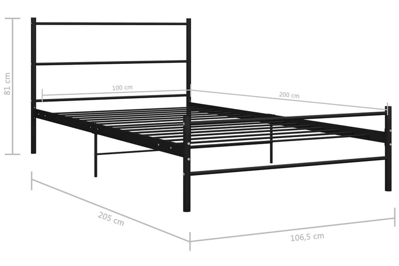 Sängram svart metall 100x200 cm - Svart - Möbler - Sovrum - Sängram & sängstomme