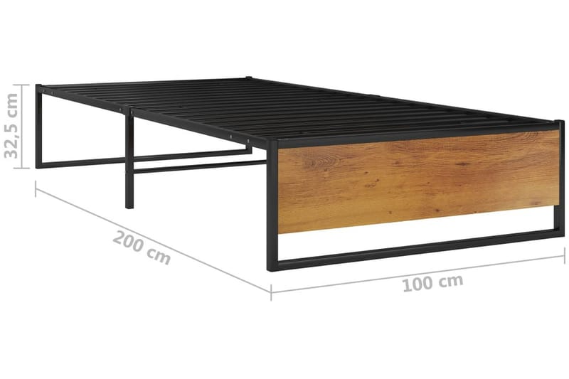 Sängram svart metall 100x200 cm - Svart - Möbler - Sovrum - Sängram & sängstomme