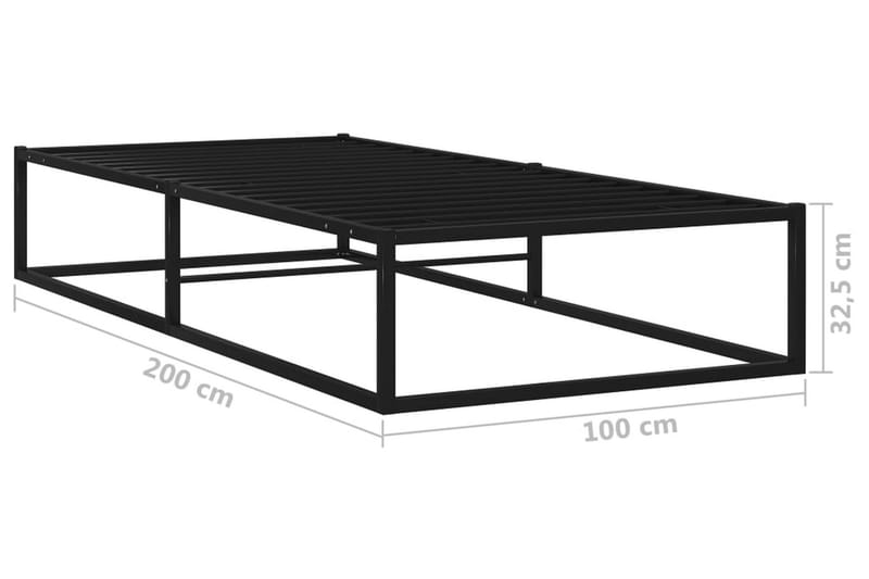 Sängram svart metall 100x200 cm - Svart - Möbler - Sovrum - Sängram & sängstomme