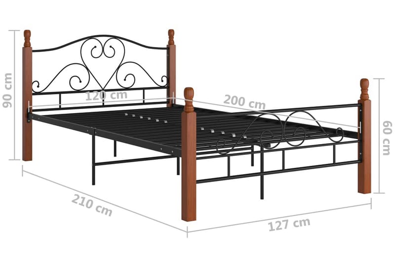 Sängram svart metall 120x200 cm - Svart - Möbler - Sovrum - Sängram & sängstomme
