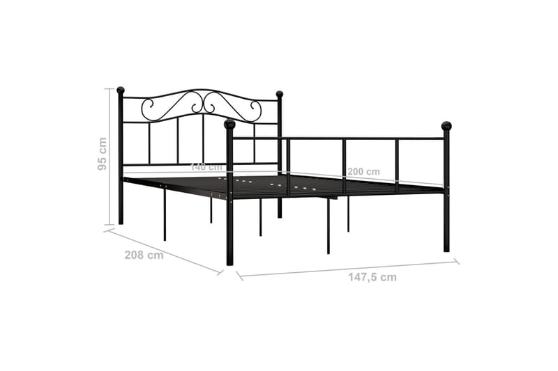 Sängram svart metall 140x200 cm - Svart - Möbler - Sovrum - Sängram & sängstomme