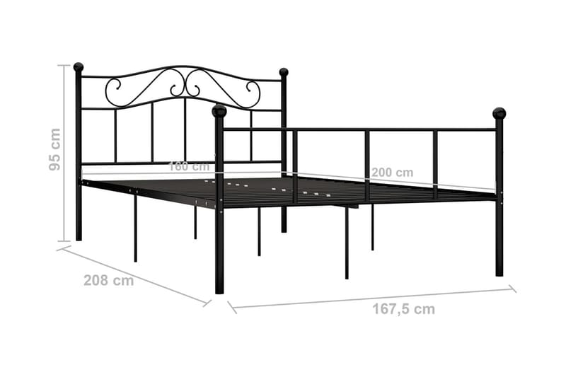 Sängram svart metall 160x200 cm - Svart - Möbler - Sovrum - Sängram & sängstomme