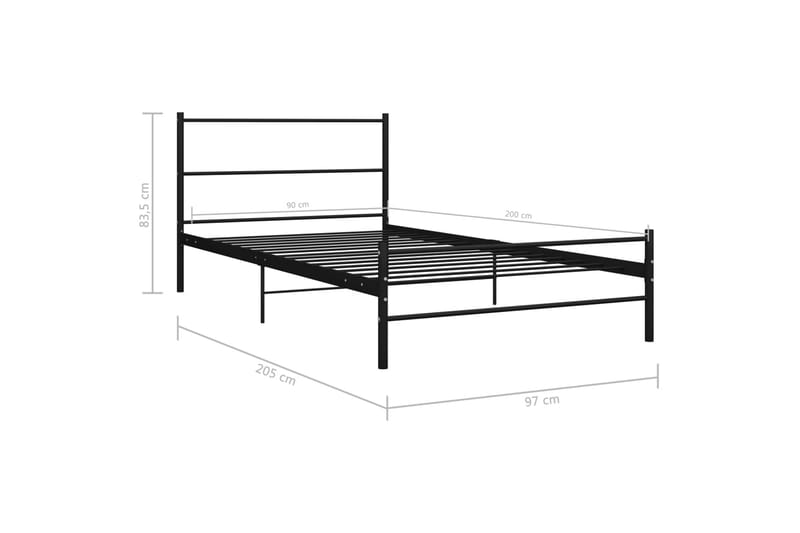 Sängram svart metall 90x200 cm - Svart - Möbler - Sovrum - Sängram & sängstomme