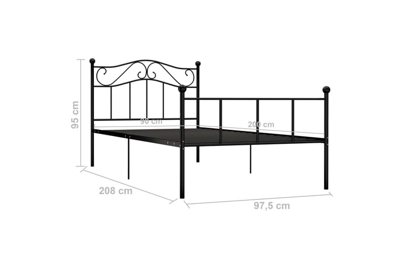 Sängram svart metall 90x200 cm - Svart - Möbler - Sovrum - Sängram & sängstomme