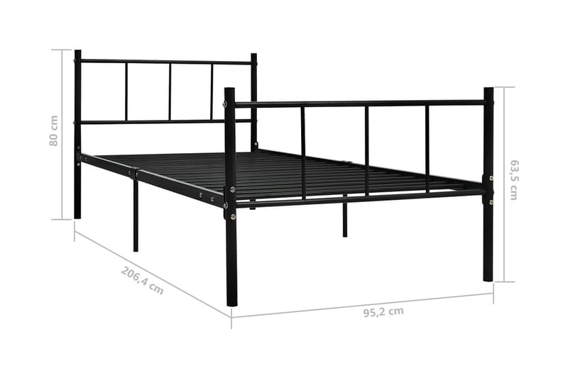 Sängram svart metall 90x200 cm - Svart - Möbler - Sovrum - Sängram & sängstomme