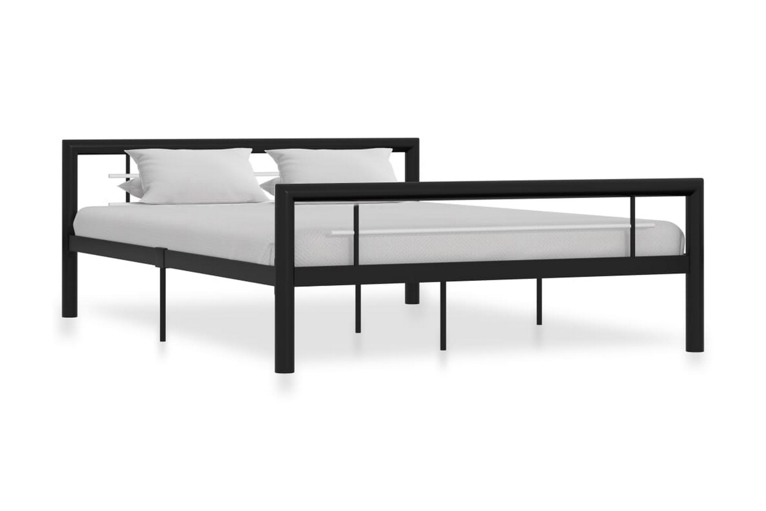 Sängram svart och vit metall 120×200 cm – Svart