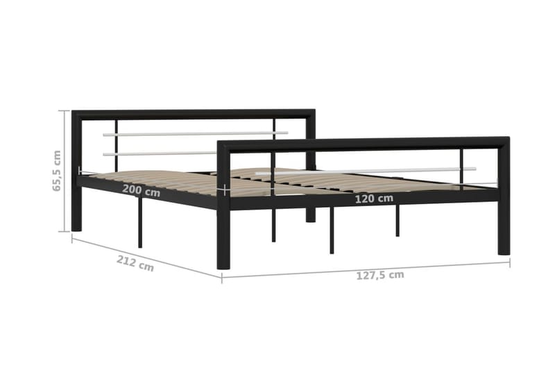 Sängram svart och vit metall 120x200 cm - Svart - Möbler - Sovrum - Sängram & sängstomme