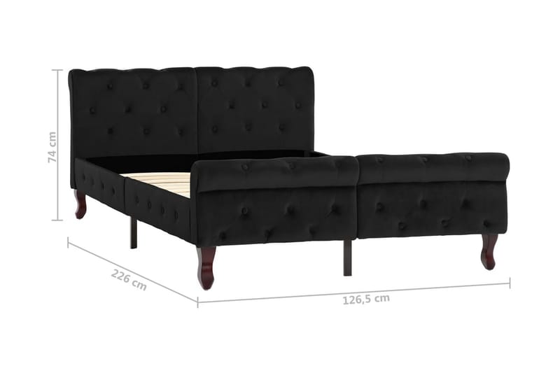 Sängram svart sammet 120x200 cm - Svart - Möbler - Sovrum - Sängram & sängstomme
