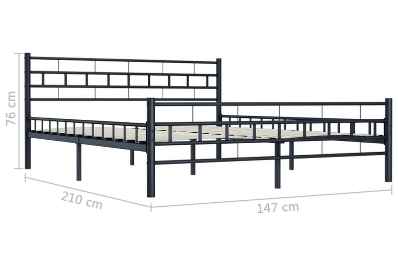 Sängram svart stål 180x200 cm - Svart - Sängram & sängstomme