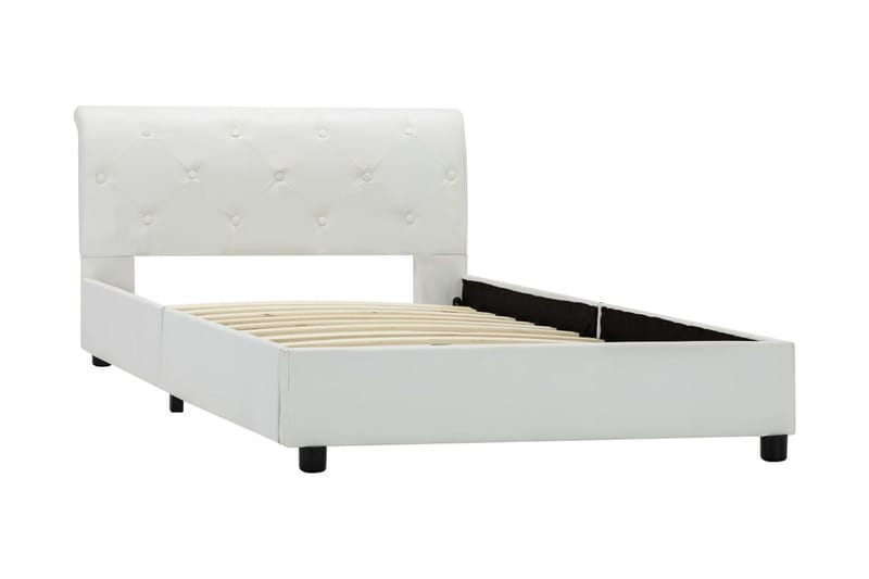 Sängram vit konstläder 100x200 cm - Vit - Möbler - Sovrum - Sängram & sängstomme
