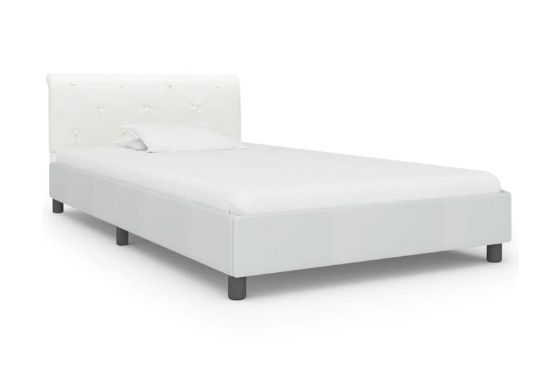 Sängram vit konstläder 100x200 cm - Vit - Möbler - Sovrum - Sängram & sängstomme