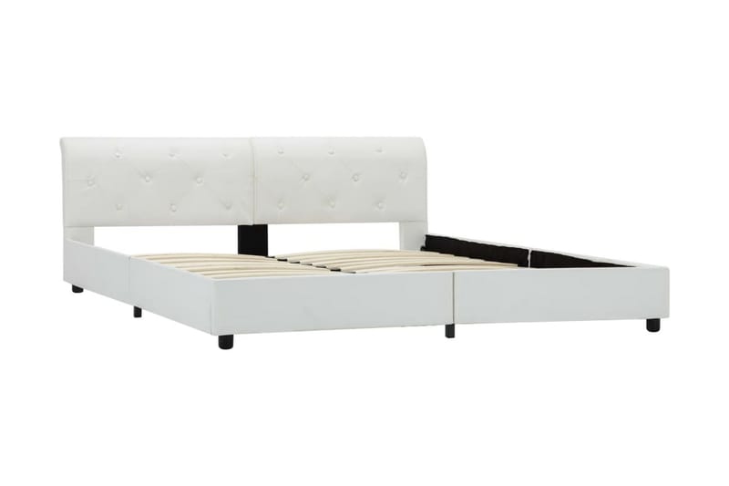 Sängram vit konstläder 160x200 cm - Vit - Möbler - Sovrum - Sängram & sängstomme