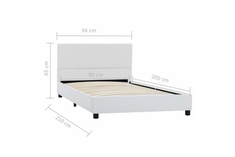 Sängram vit konstläder 90x200 cm - Vit - Möbler - Sovrum - S�ängram & sängstomme