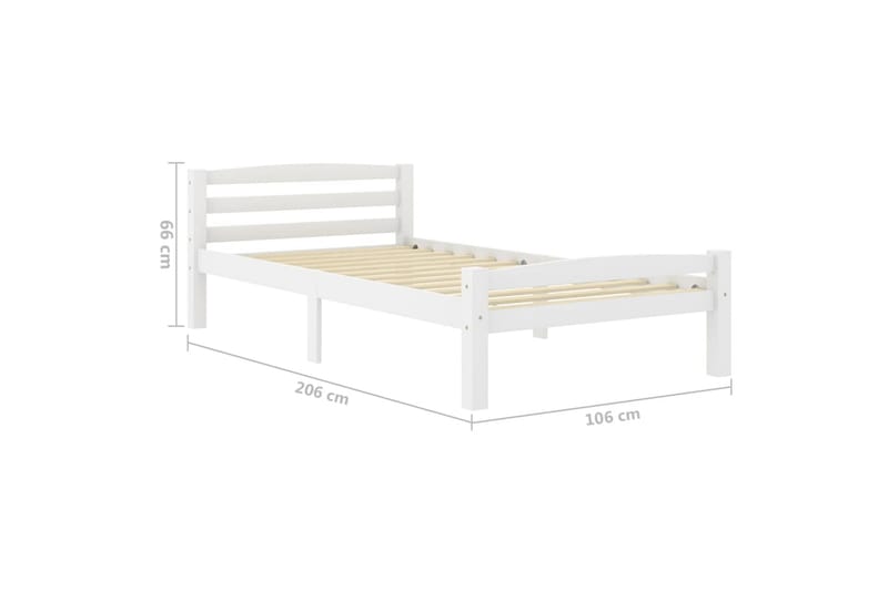 Sängram vit massiv furu 100x200 cm - Vit - Möbler - Sovrum - Sängram & sängstomme