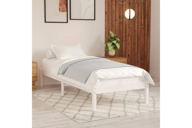 Sängram vit massiv furu 100x200 cm - Vit - Möbler - Sovrum - Sängram & sängstomme
