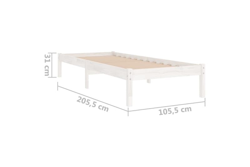 Sängram vit massiv furu 100x200 cm - Vit - Möbler - Sovrum - Sängram & sängstomme