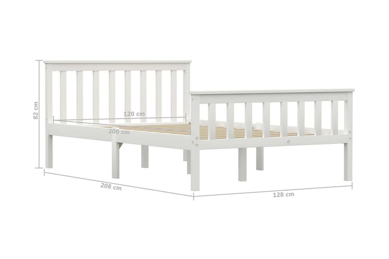 Sängram vit massiv furu 120x200 cm - Vit - Möbler - Sovrum - Sängram & sängstomme