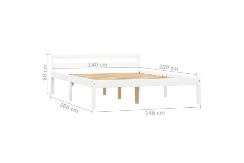Sängram vit massiv furu 140x200 cm - Vit - Möbler - Sovrum - Sängram & sängstomme
