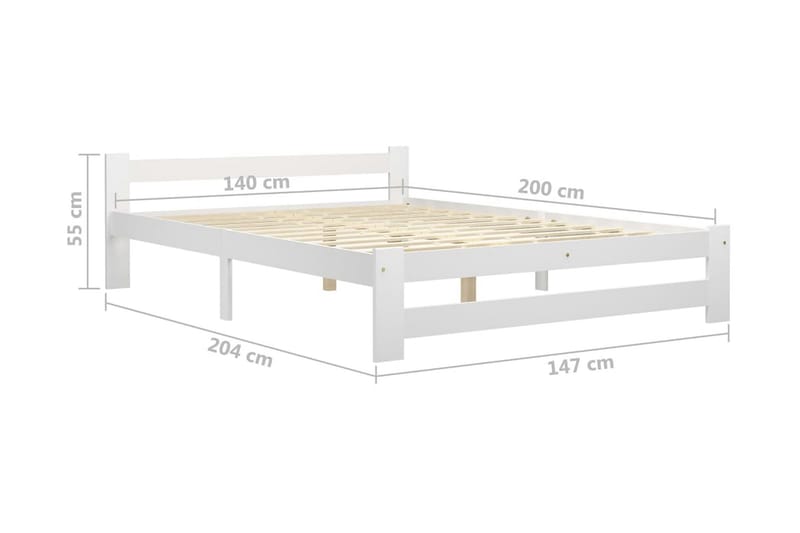 Sängram vit massiv furu 140x200 cm - Vit - Möbler - Sovrum - Sängram & sängstomme