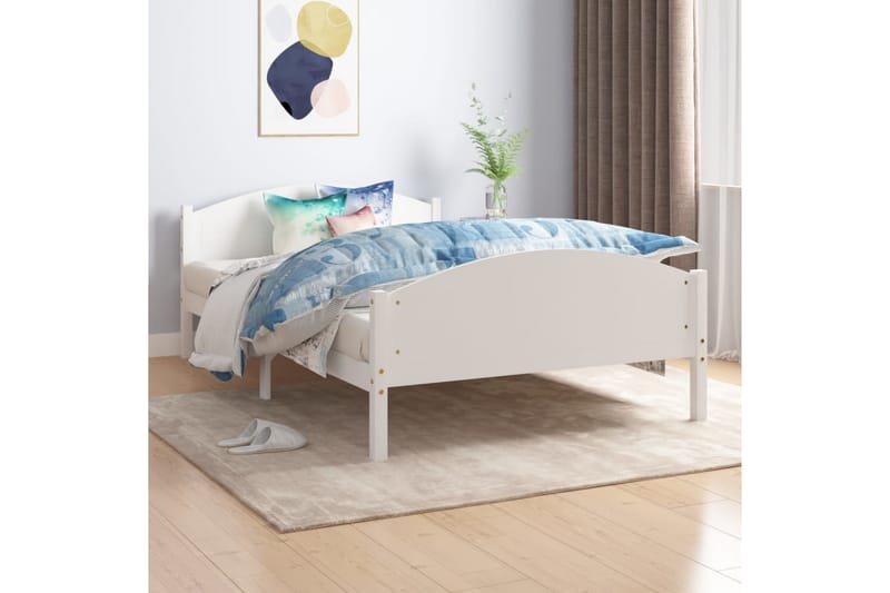 Sängram vit massiv furu 140x200 cm - Vit - Möbler - Sovrum - Sängram & sängstomme