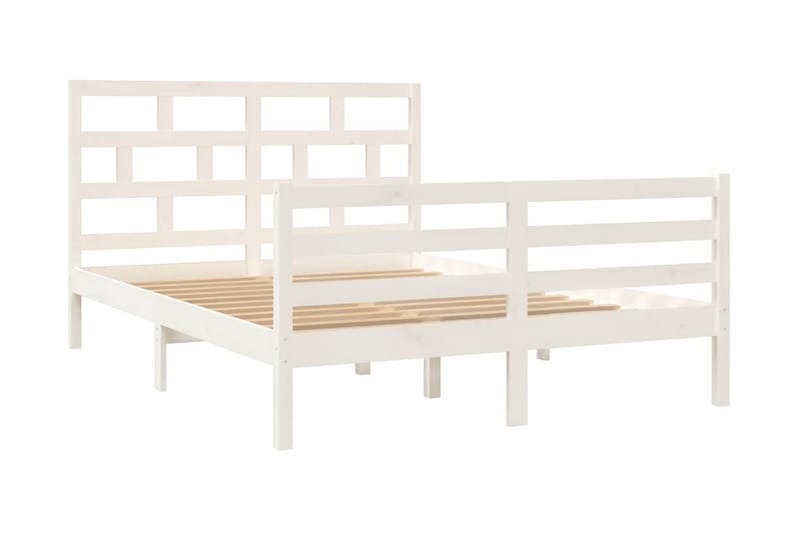 Sängram vit massiv furu 140x200 cm - Vit - Möbler - Sovrum - Sängram & sängstomme