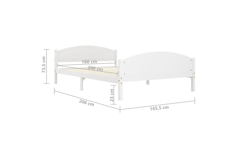 Sängram vit massiv furu 160x200 cm - Vit - Möbler - Sovrum - Sängram & sängstomme