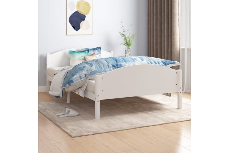 Sängram vit massiv furu 160x200 cm - Vit - Möbler - Sovrum - Sängram & sängstomme