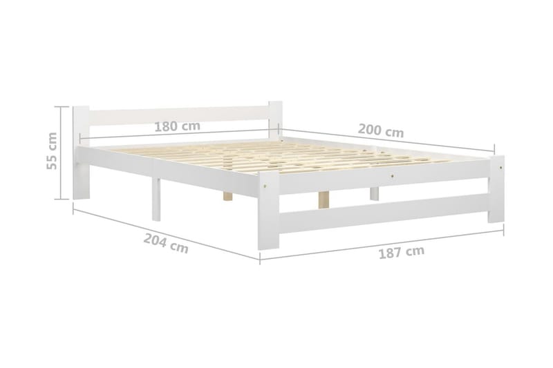 Sängram vit massiv furu 180x200 cm - Vit - Möbler - Sovrum - Sängram & sängstomme