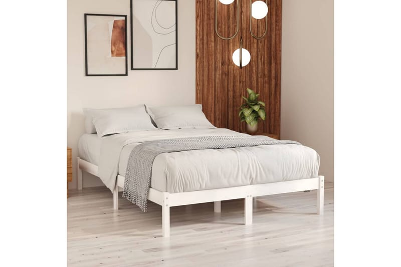 Sängram vit massiv furu 200x200 cm - Vit - Möbler - Sovrum - Sängram & sängstomme
