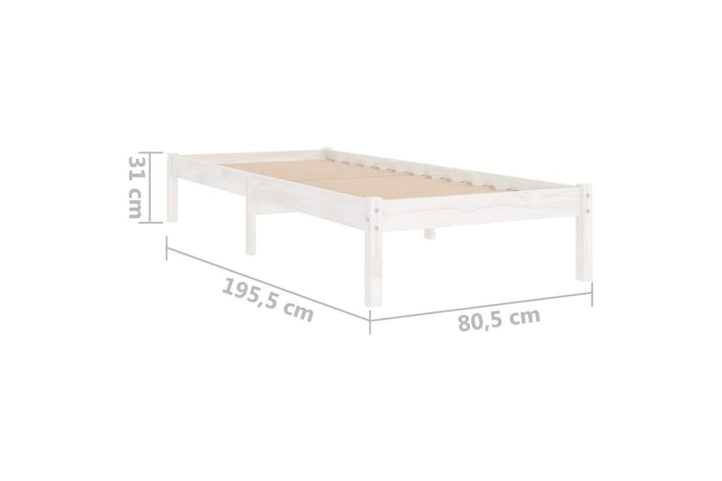 Sängram vit massiv furu 75x190 cm - Vit - Möbler - Sovrum - Sängram & sängstomme