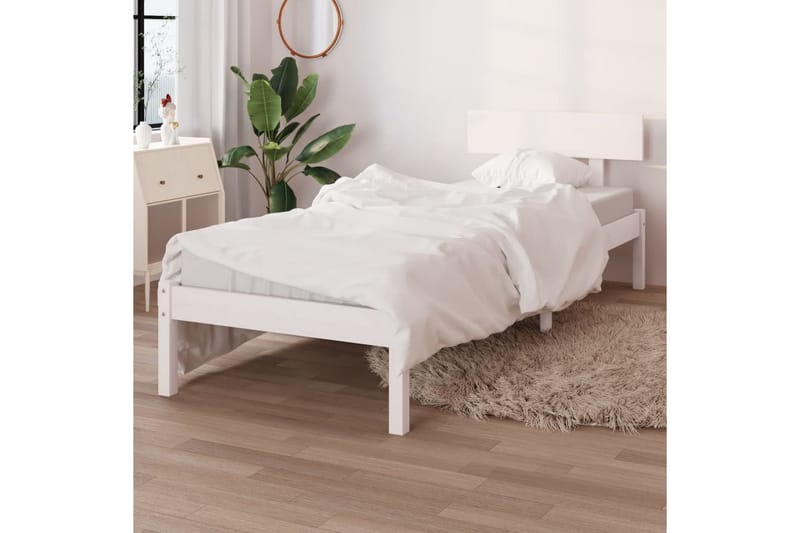 Sängram vit massiv furu 90x190 cm - Vit - Möbler - Sovrum - Sängram & sängstomme