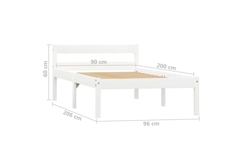 Sängram vit massiv furu 90x200 cm - Vit - Möbler - Sovrum - Sängram & sängstomme