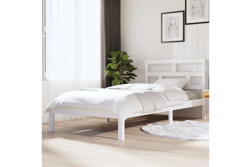 Sängram vit massiv furu 90x200 cm - Vit - Möbler - Sovrum - Sängram & sängstomme