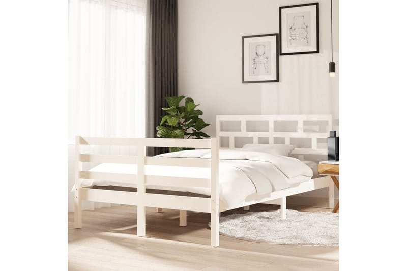 Sängram vit massivt furu 120x200 cm enkelsäng - Vit - Möbler - Sovrum - Sängram & sängstomme