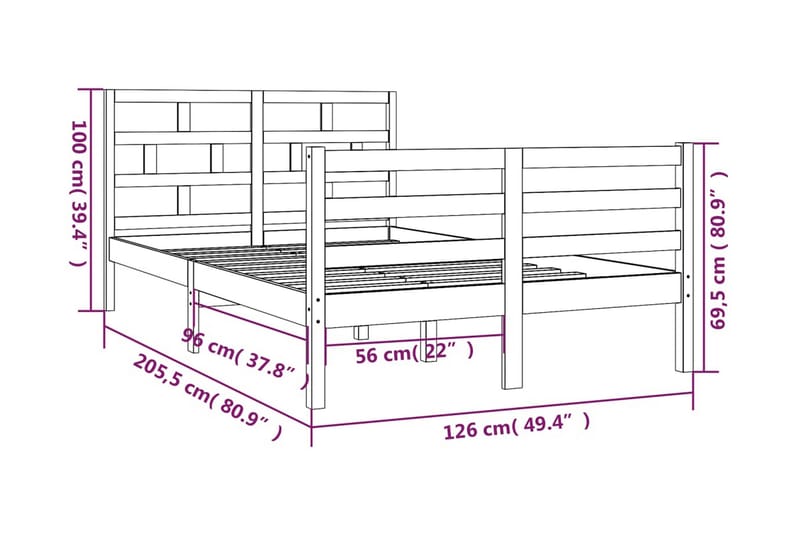 Sängram vit massivt furu 120x200 cm enkelsäng - Vit - Möbler - Sovrum - Sängram & sängstomme
