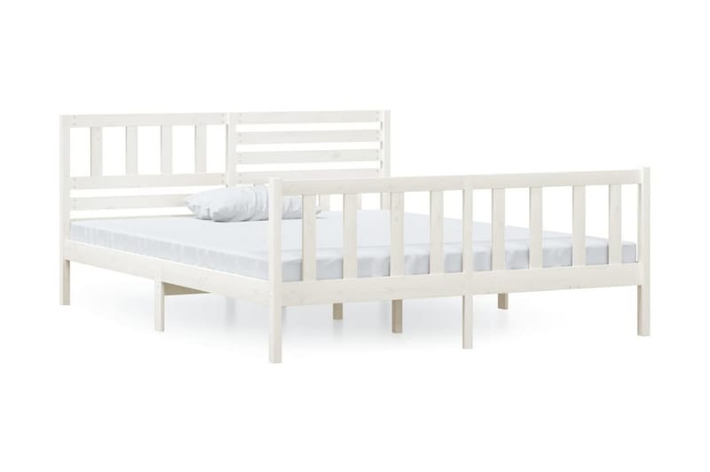 Sängram vit massivt trä 120x200 cm - Vit - Möbler - Sovrum - Sängram & sängstomme