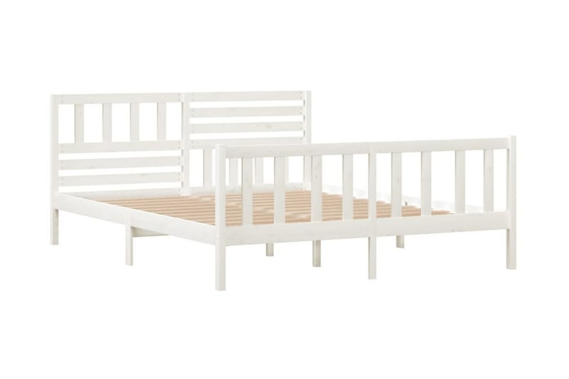 Sängram vit massivt trä 120x200 cm - Vit - Möbler - Sovrum - Sängram & sängstomme