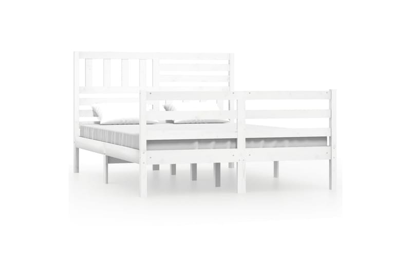 Sängram vit massivt trä 150x200 cm - Vit - Möbler - Sovrum - Sängram & sängstomme